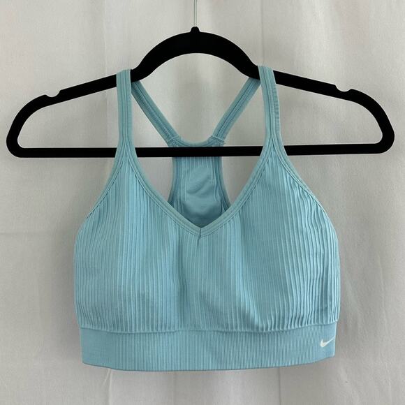 Light Blue Seamless Sans Couture Ribbed Nike Sports Bra Womens Size M/L - Picture 1 of 6